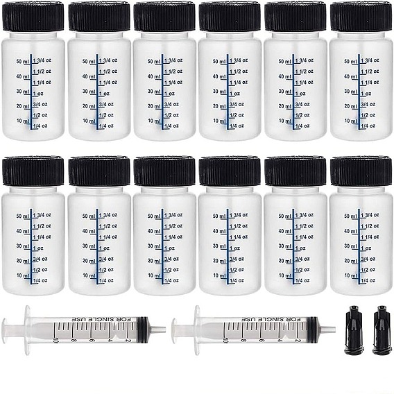 DIY Kit, пластиковые бутылки, с пластиковыми колпачками для шприца и дозирующим шприцем (без иглы)