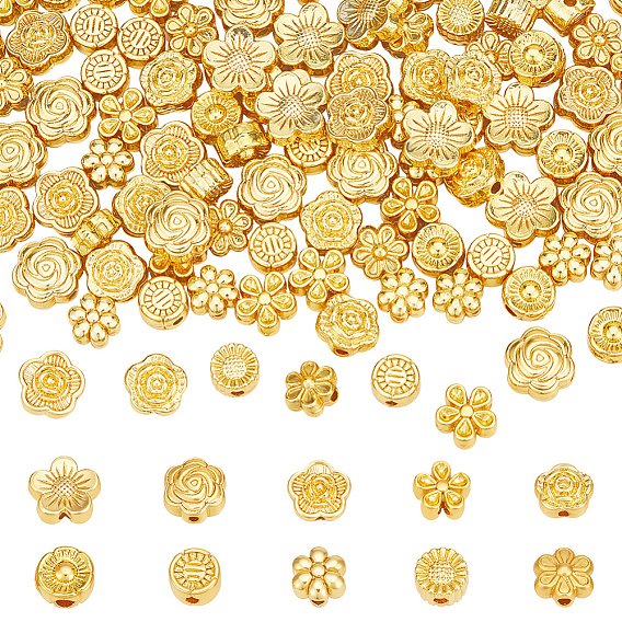 100шт 10 стили бусины из сплава, цветок