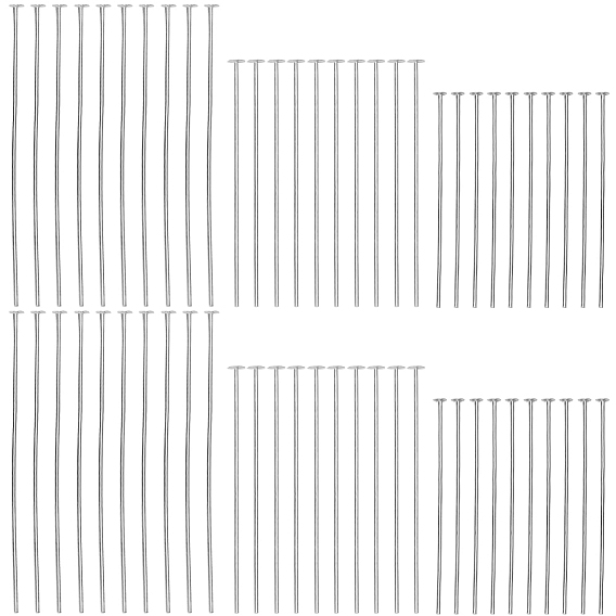 60 шт. 3 стили 925 булавки с плоской головкой из стерлингового серебра