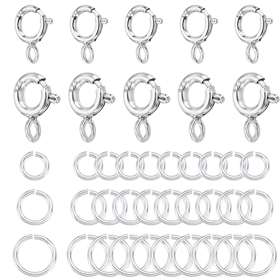 10 шт. 2 стили 925 пружинные застежки из стерлингового серебра, с 30шт 3 стилями открытых соединительных колец