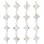 16Pcs 2 Colors Cross Natural Pearl Connector Charms, with 304 Stainless Steel Findings