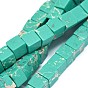 Synthetic Imperial Jasper Beads Strands, Cube, Dyed