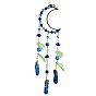 Glass Bead Wrapped Moon Hanging Ornaments, Cone Tassel Suncatchers for Home Outdoor Decoration