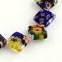 Rhombus Handmade Millefiori Glass Beads Strands, 12x12x4mm, Hole: 1mm, about 26pcs/strand, 11.4 inch