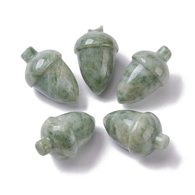 Natural Peace Jade Beads, No Hole/Undrilled, for Wire Wrapped Pendant Making, Filbert