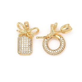 Латунные микропаве прозрачные подвески с фианитом, золотые