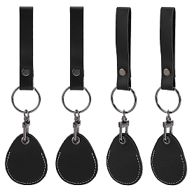 Porte-clés en cuir, larme, avec porte-clés fendu, platine