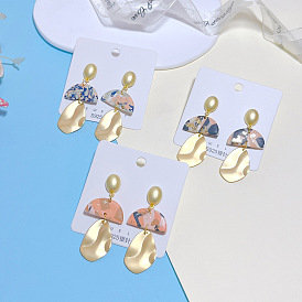  Earrings gold foil fan-shaped camouflage earrings women's soft clay personalized earrings