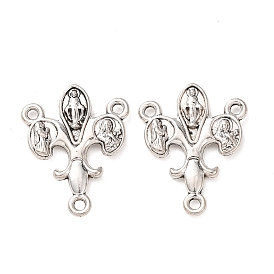 Звенья для люстры в тибетском стиле из сплава 3-петля, лилия с религиозными четками, центральные соединители для четок с изображением Девы Марии.