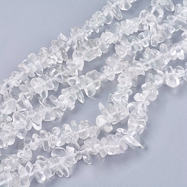 Natural Quartz Crystal & Glass Beads Strands, Chip, 4~10x4~6x2~4mm, Hole: 1mm, about 210pcs/strand, 35.4 inch