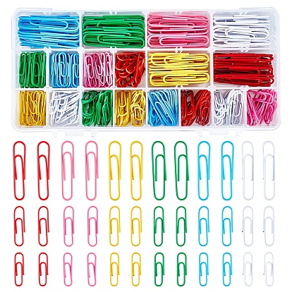 Iron Paper Clips, Coated PVC Plastic, Sturdy and Rustproof, for Office School Document Organizing