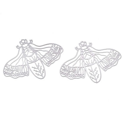 201 Stainless Steel Filigree Pendants, Etched Metal Embellishments, Bee
