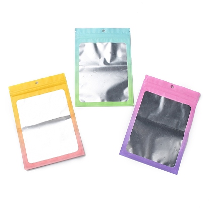 Gradient Laser Aluminum Foil Jewelry Packaging Zip Lock Bags, Top Self Seal Pouches, Rectangle