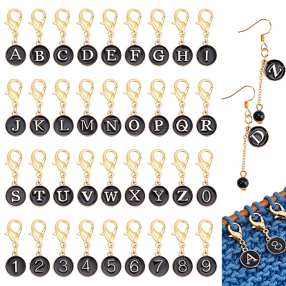 72шт. 36 стильные буквы A~Z и цифры 0~9 маркеры подвесных швов из сплава эмали, подвески с застежкой-лобстером крючком