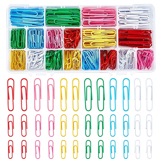 Iron Paper Clips, Coated PVC Plastic, Sturdy and Rustproof, for Office School Document Organizing