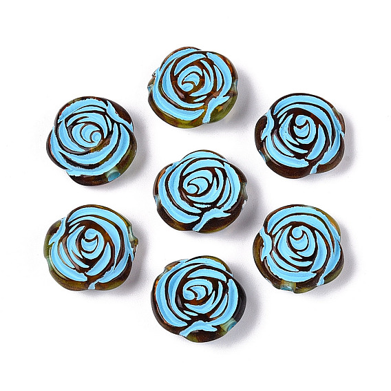 Окрашенные прозрачные акриловые бусины, Имитация янтаря, роза