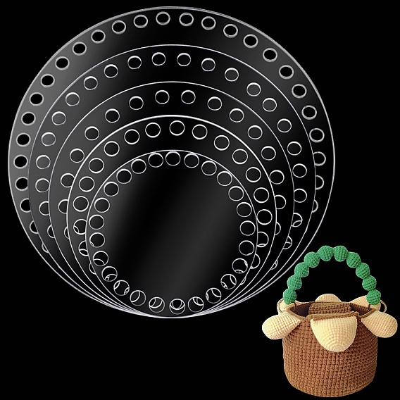 5шт 5 стиль прозрачные акриловые основания для вязания крючком корзин, для вязания корзины, плоско-круглые