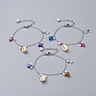 Cowrie Shell Charm Bracelets, with Dyed Shell Beads, Plastic Imitation Pearl Beads, 304 Stainless Steel Charms, Cable Chain and Lobster Claw Clasps