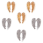 Brass Pendants, with Crystal Rhinestone, Wing