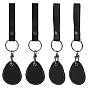 Leather Keychains, Teardrop, with Split Key Ring, Platinum