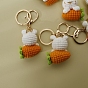 Cute Woven Rabbit and Carrot Pendant Keychain, with Alloy Finding