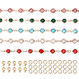 5m 5 цвета латунь стекло стразы цепочки звенья, несварные, плоско-круглые, золотой свет, с латунными застежками-когтями из 10 шт., 30шт латуни кольца прыжок