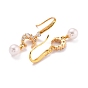 Moon with Imitation Pearl Beads Sparkling Cubic Zirconia Dangle Earrings for Her, Brass Earrings for Gift