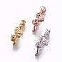 Brass Ice Pick Pinch Bails, with Cubic Zirconia, Butterfly, Clear