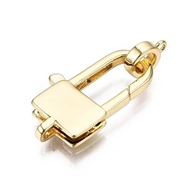Brass Lobster Claw Clasps, Cadmium Free & Nickel Free & Lead Free, Rectangle