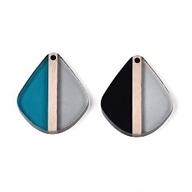 Прозрачные подвески из смолы и дерева, слеза, два тона