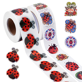 2 rollos 2 estilos de pegatinas autoadhesivas de PVC, mariquita