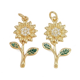 Латунные микро проложить кубического циркония подвески, цветок, с целью перехода в кольце
