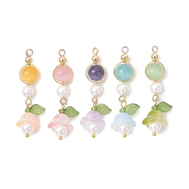 5 кулоны лэмпворк ручной работы, , с бусинами «кошачий глаз» и бусинами из перламутра., золотые