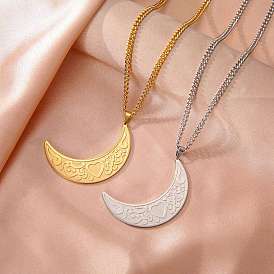 304 Stainless Steel Pendant Necklaces, Moon