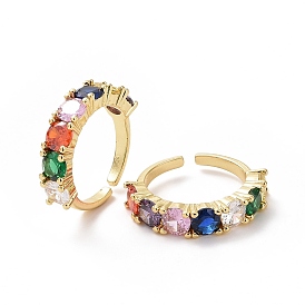 Красочное открытое кольцо-манжета из кубического циркония, украшения из латуни для женщин