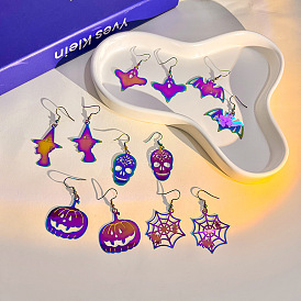 Colorful Gradient Plating Earrings for Halloween Party Costume Accessories