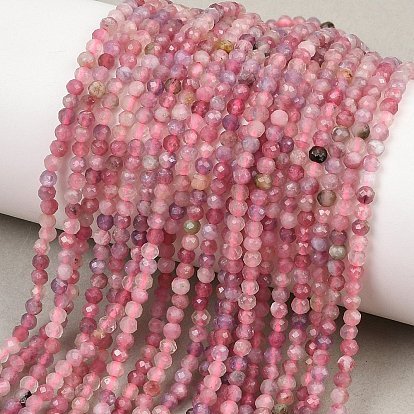 Натуральный розовый турмалин бисер нитей, граненые, круглые