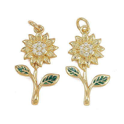 Латунные микро проложить кубического циркония подвески, цветок, с целью перехода в кольце