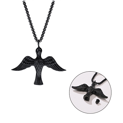 Fábrica de China Collar de mascota con medallón de águila, collar con colgante de cenizas de urna de acero inoxidable para mujeres 23.62 pulgada (60 cm) a granel