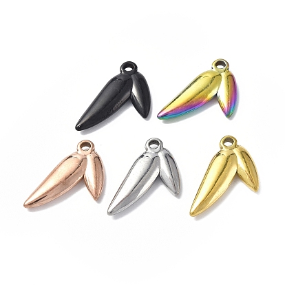 Ion Plating(IP) 304 Stainless Steel Pendants, Leaf Charm