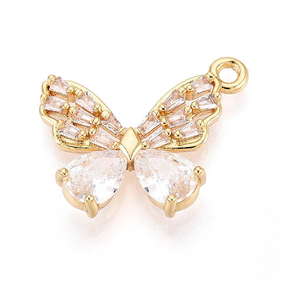 Подвески из латуни с прозрачным фианитом, бабочка, без никеля 