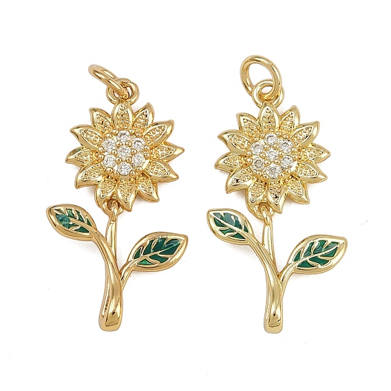 Латунные микро проложить кубического циркония подвески, цветок, с целью перехода в кольце