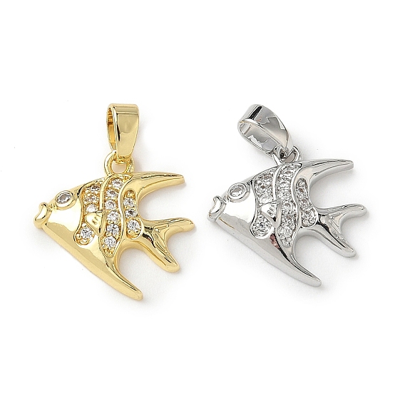Латунные микро проложить кубического циркония подвески, рыба
