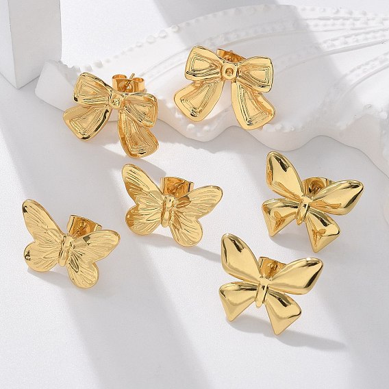 304 серьги-гвоздики из нержавеющей стали для женщин, ионное покрытие (ip), реальный 18 k позолоченный