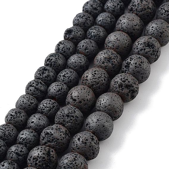 Бусы из натуральной лавы, матовые, круглые