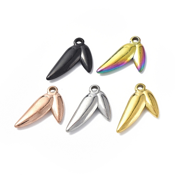 Ion Plating(IP) 304 Stainless Steel Pendants, Leaf Charm
