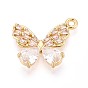 Подвески из латуни с прозрачным фианитом, бабочка, без никеля 