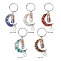 5шт. 5 стили брелок из натурального лазурита, красной яшмы, амазонита, тигрового глаза и белого лунного камня, с 304 нержавеющей стали застежки, луна, бутылка желаний