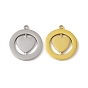 304 Stainless Steel Turnable Pendants, Hollow, Flat Round with Heart Charm