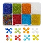 8 Colors Glass Seed Beads, Transparent, Round